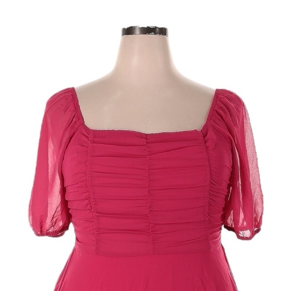 Altar’d State NWT XXL Pink Puff Sleeve Mini Dress Chiffon A-Line Barbiecore - Picture 3 of 9